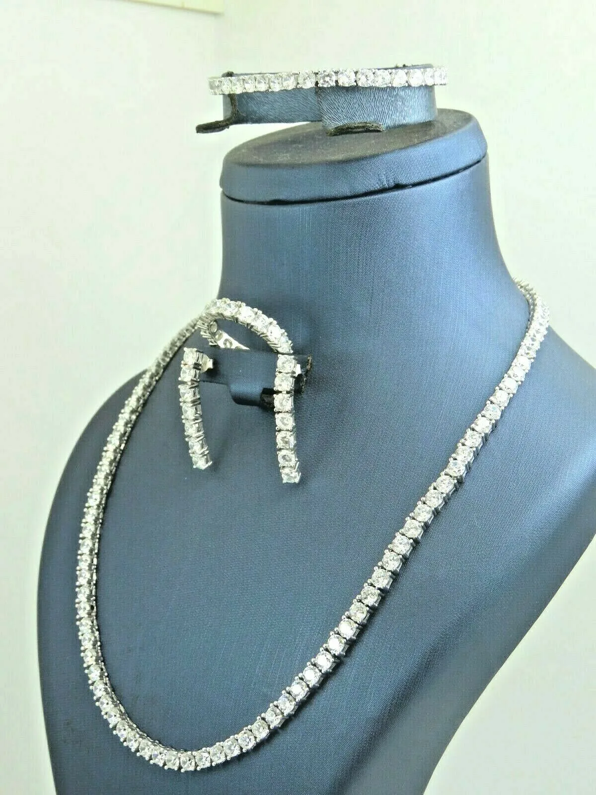 Turkish Handmade Jewelry 925 Sterling Silver Zircon Stone Women's Necklace, Earring, Bracelet & Ring Jewelry Set