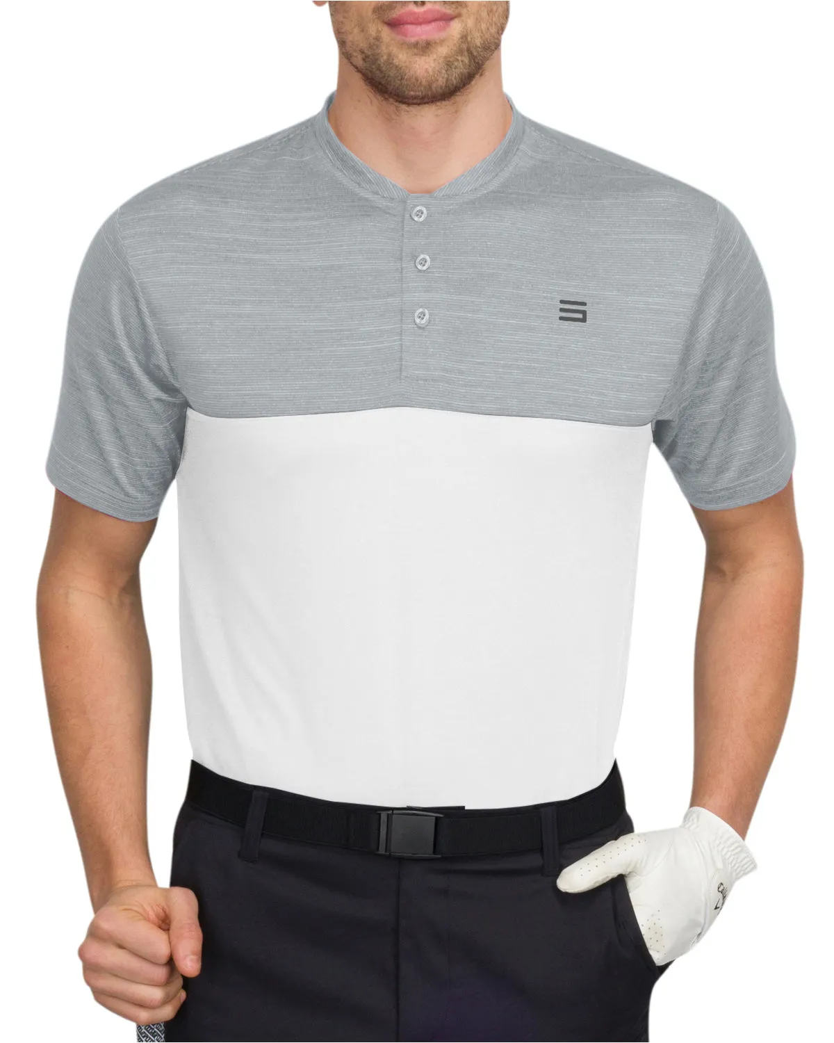 Two Tone Collarless Golf Polo