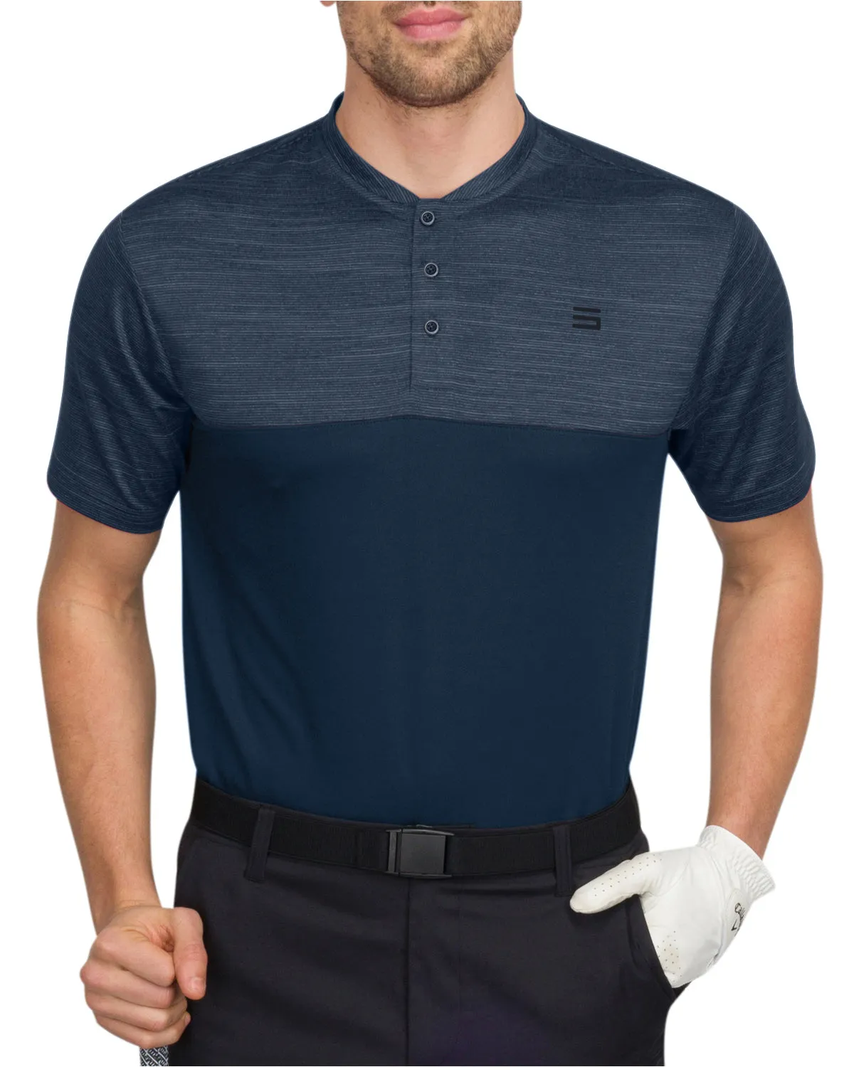 Two Tone Collarless Golf Polo
