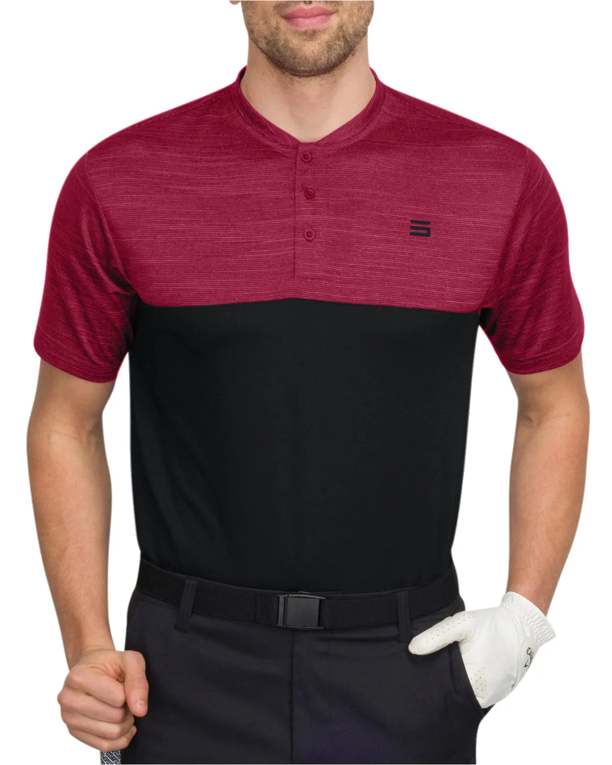 Two Tone Collarless Golf Polo