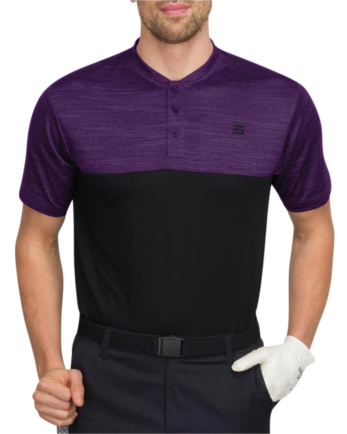 Two Tone Collarless Golf Polo