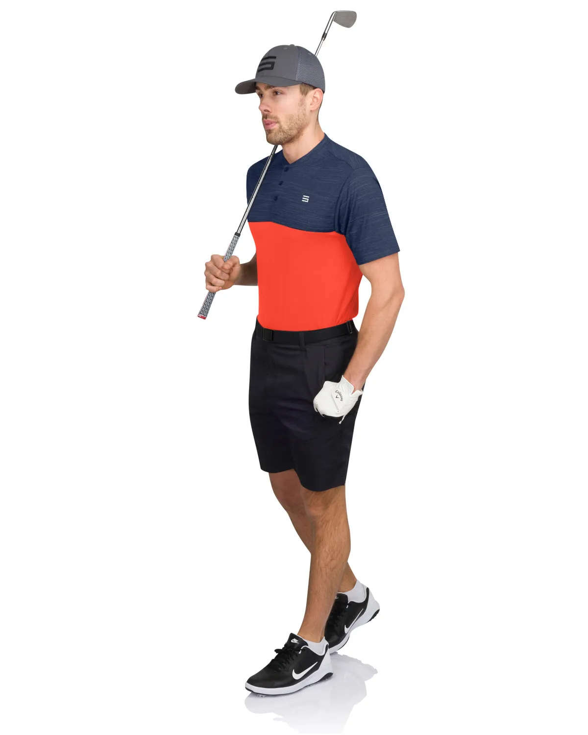 Two Tone Collarless Golf Polo
