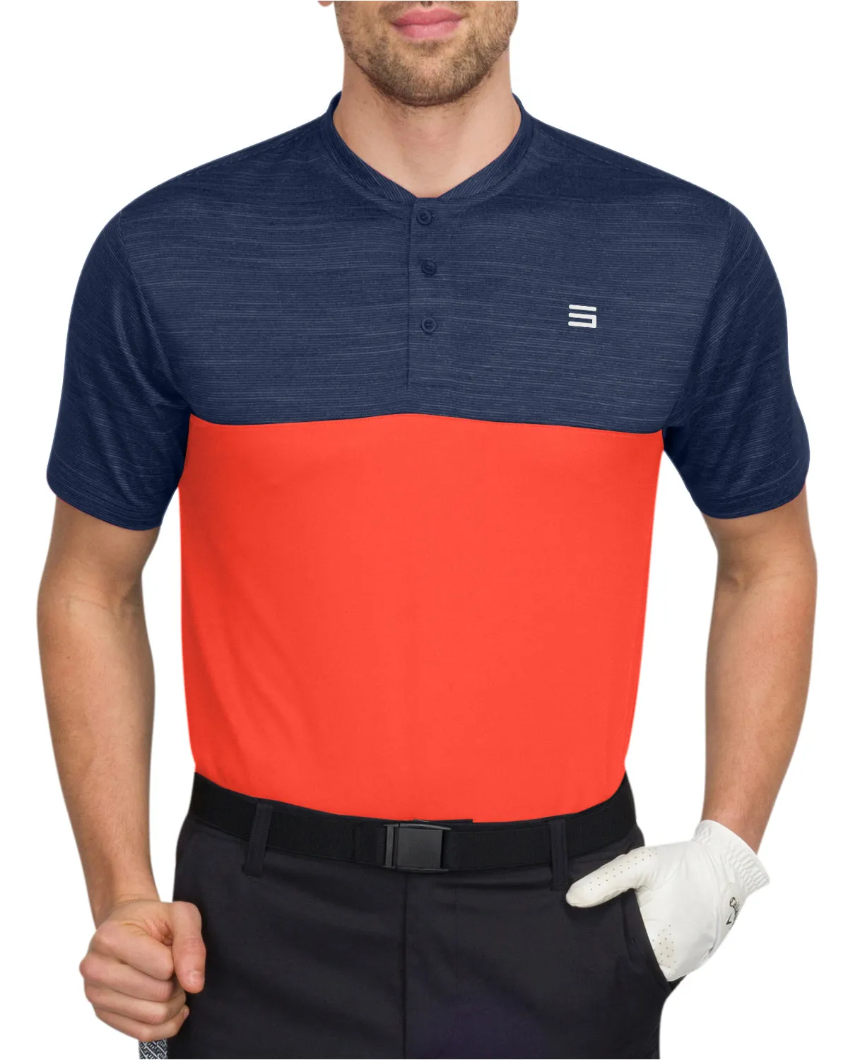 Two Tone Collarless Golf Polo