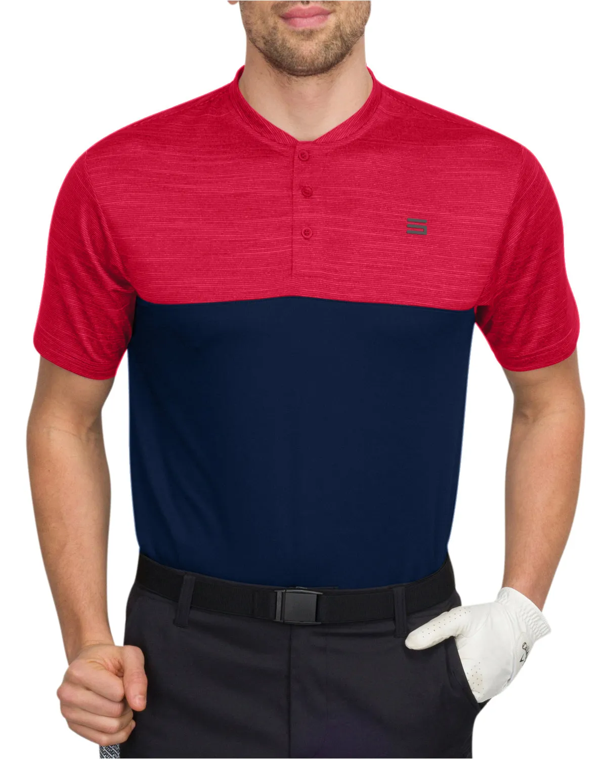 Two Tone Collarless Golf Polo