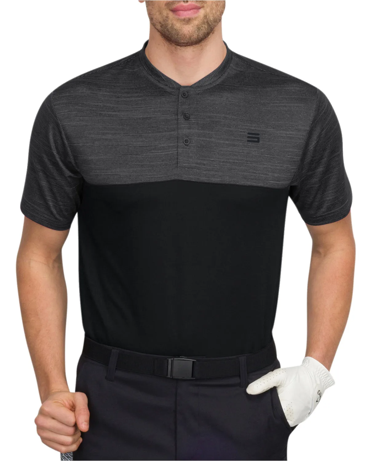 Two Tone Collarless Golf Polo