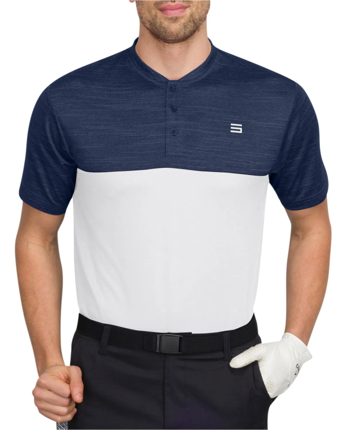 Two Tone Collarless Golf Polo