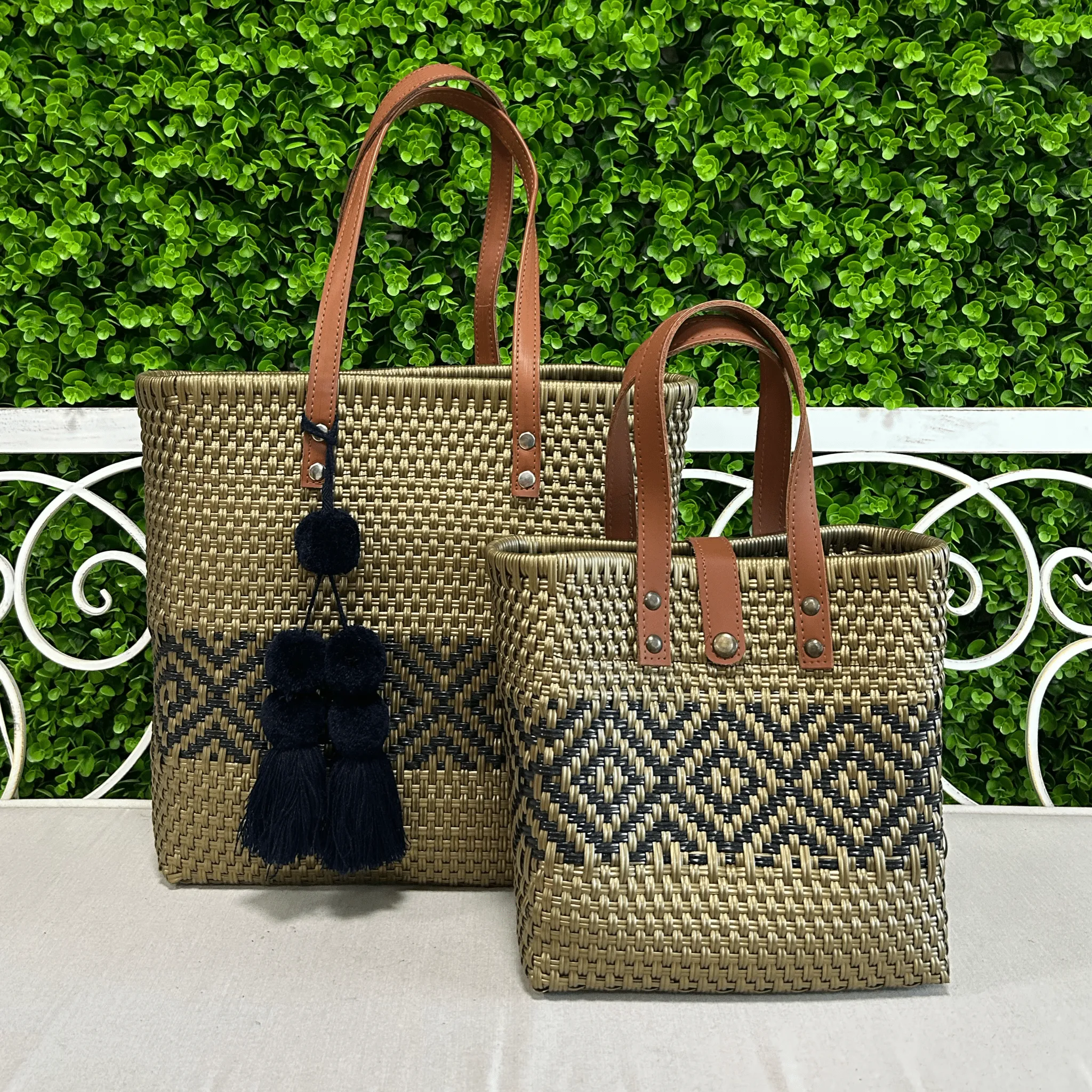 Upcycled Handwoven SM Tejana Handbag - Gold