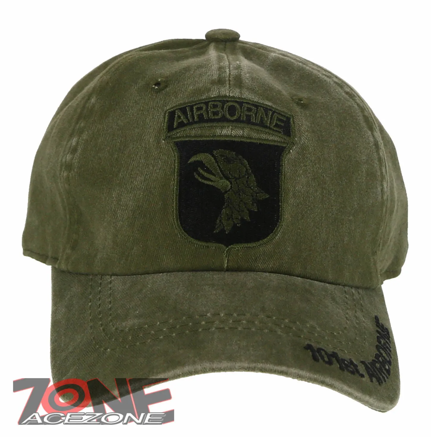 US ARMY 101ST ABN AIRBORNE DIV. EAGLE DISTRESSED VINTAGE BASEBALL CAP HAT OLIVE