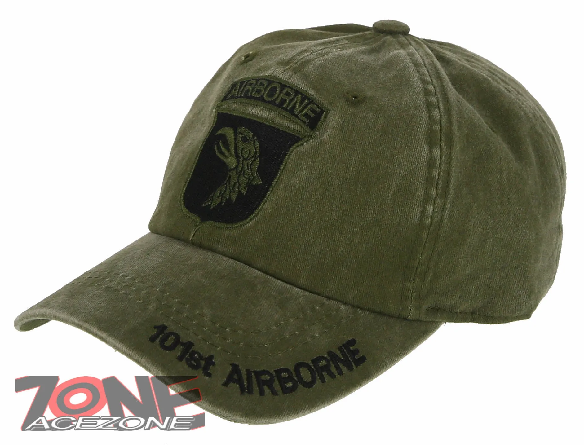 US ARMY 101ST ABN AIRBORNE DIV. EAGLE DISTRESSED VINTAGE BASEBALL CAP HAT OLIVE