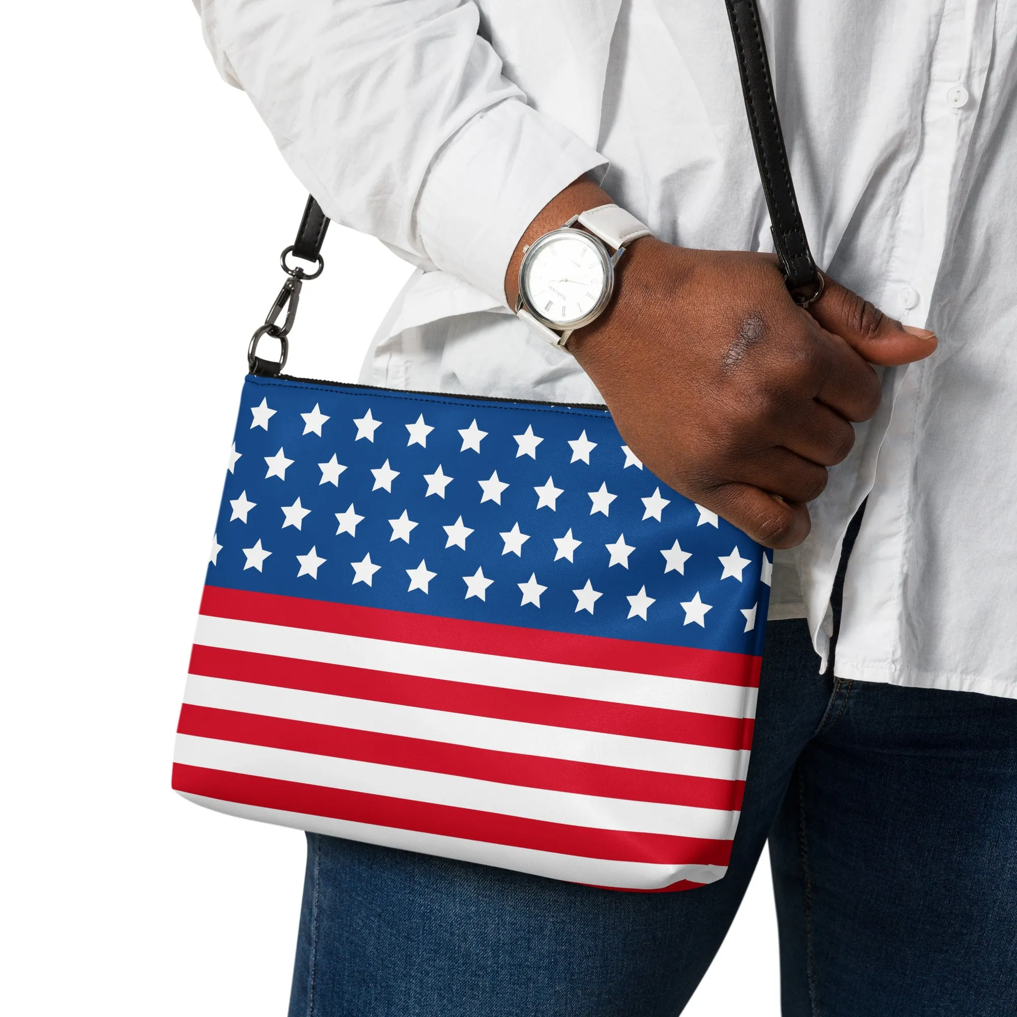 USA American Flag Patriotic Stars and Stripes Crossbody Bag