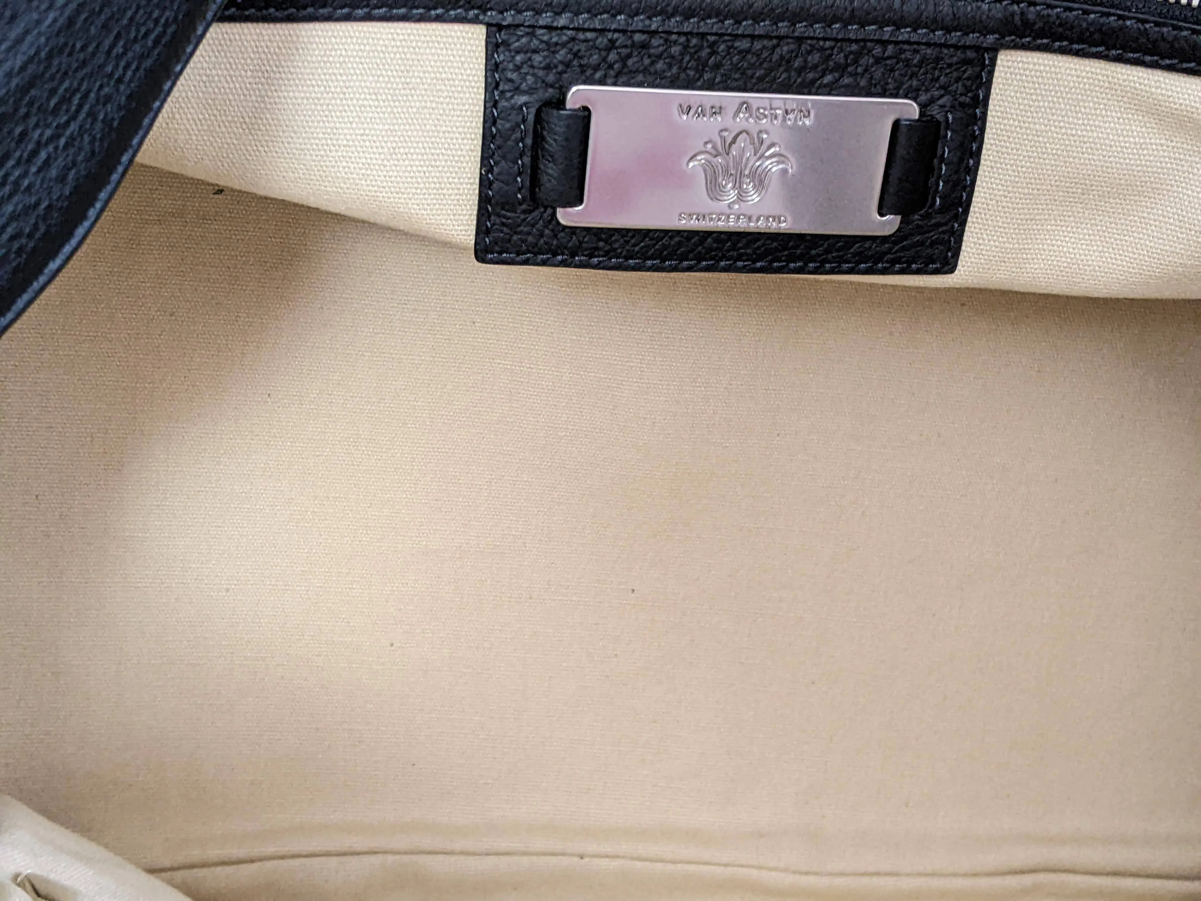 VAN ASTYN ZURICH Noir Togo Calfskin Leather Travel Bag 57 cm, NEW, Made in Switzerland!