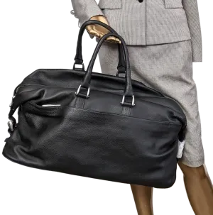 VAN ASTYN ZURICH Noir Togo Calfskin Leather Travel Bag 57 cm, NEW, Made in Switzerland!