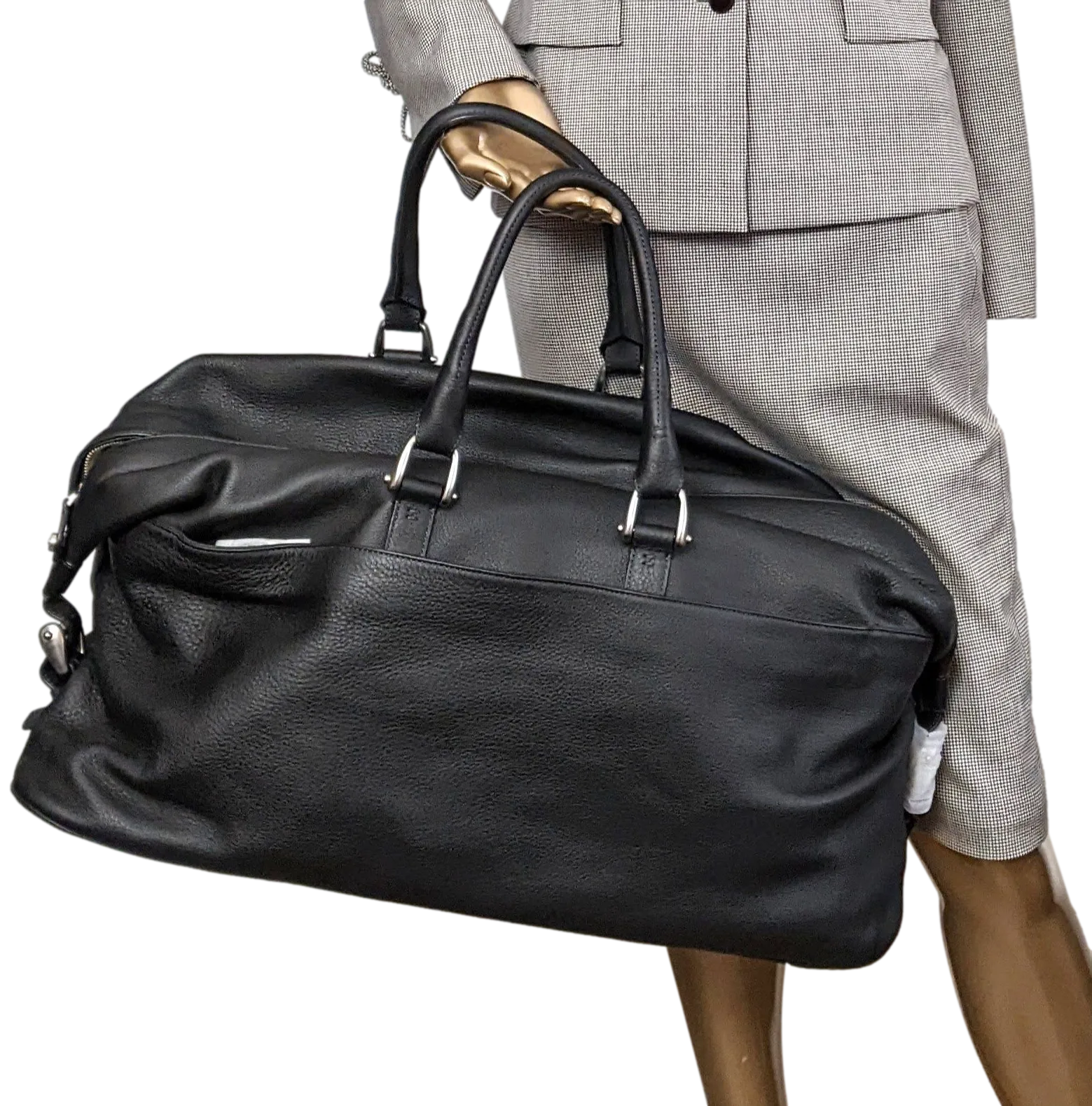 VAN ASTYN ZURICH Noir Togo Calfskin Leather Travel Bag 57 cm, NEW, Made in Switzerland!