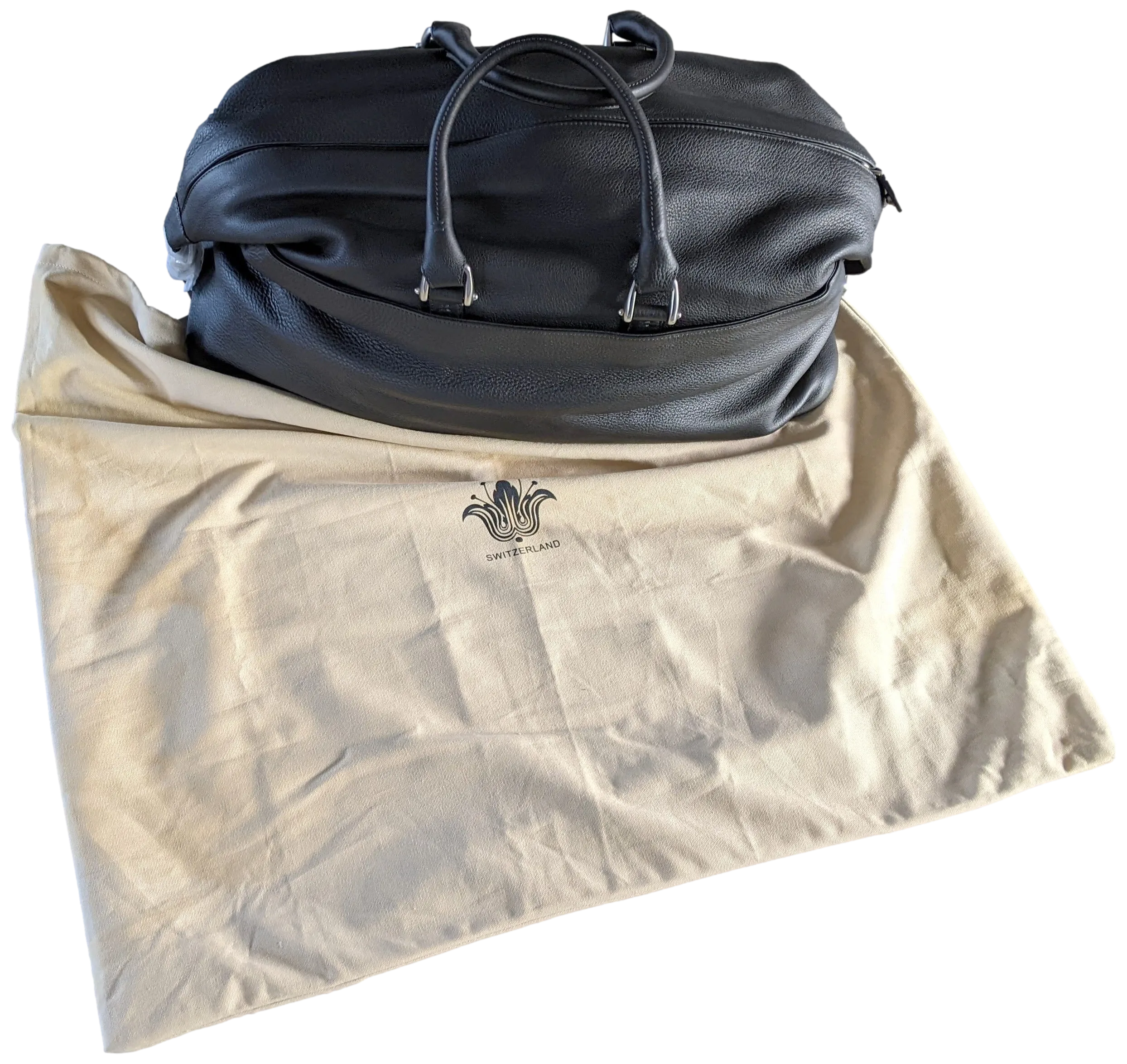 VAN ASTYN ZURICH Noir Togo Calfskin Leather Travel Bag 57 cm, NEW, Made in Switzerland!