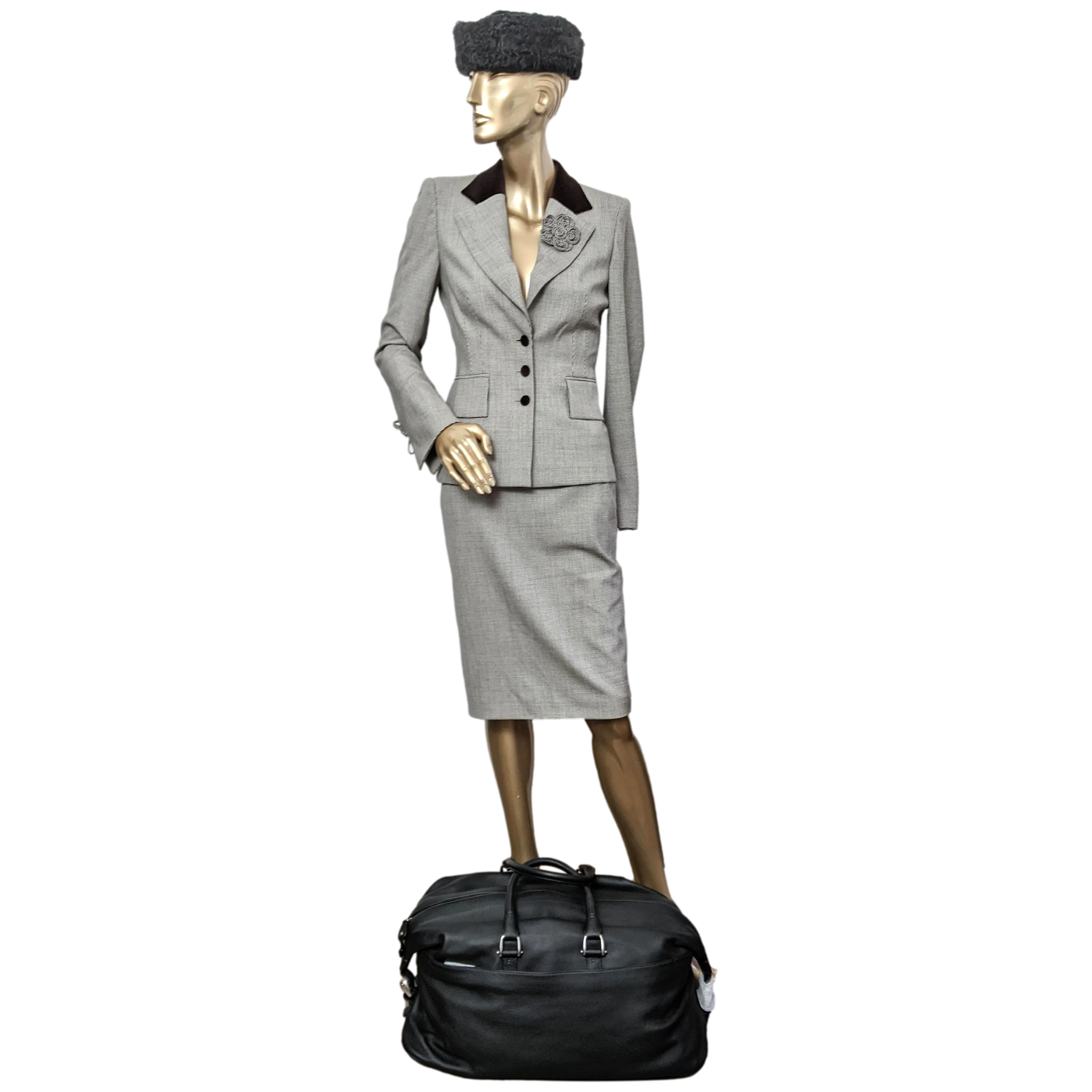 VAN ASTYN ZURICH Noir Togo Calfskin Leather Travel Bag 57 cm, NEW, Made in Switzerland!