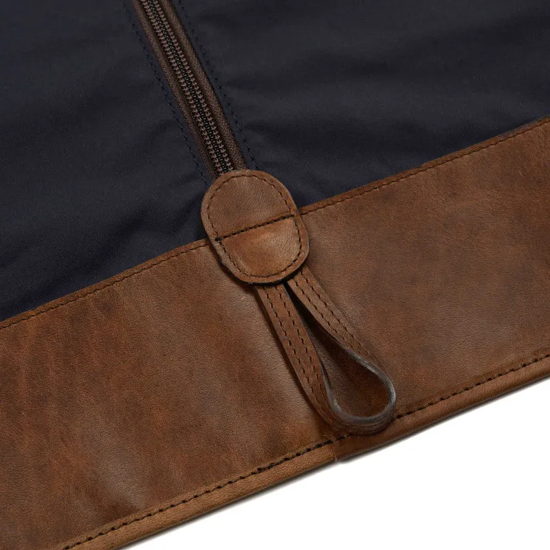 Ventile Fabric and Leather Garment Bag