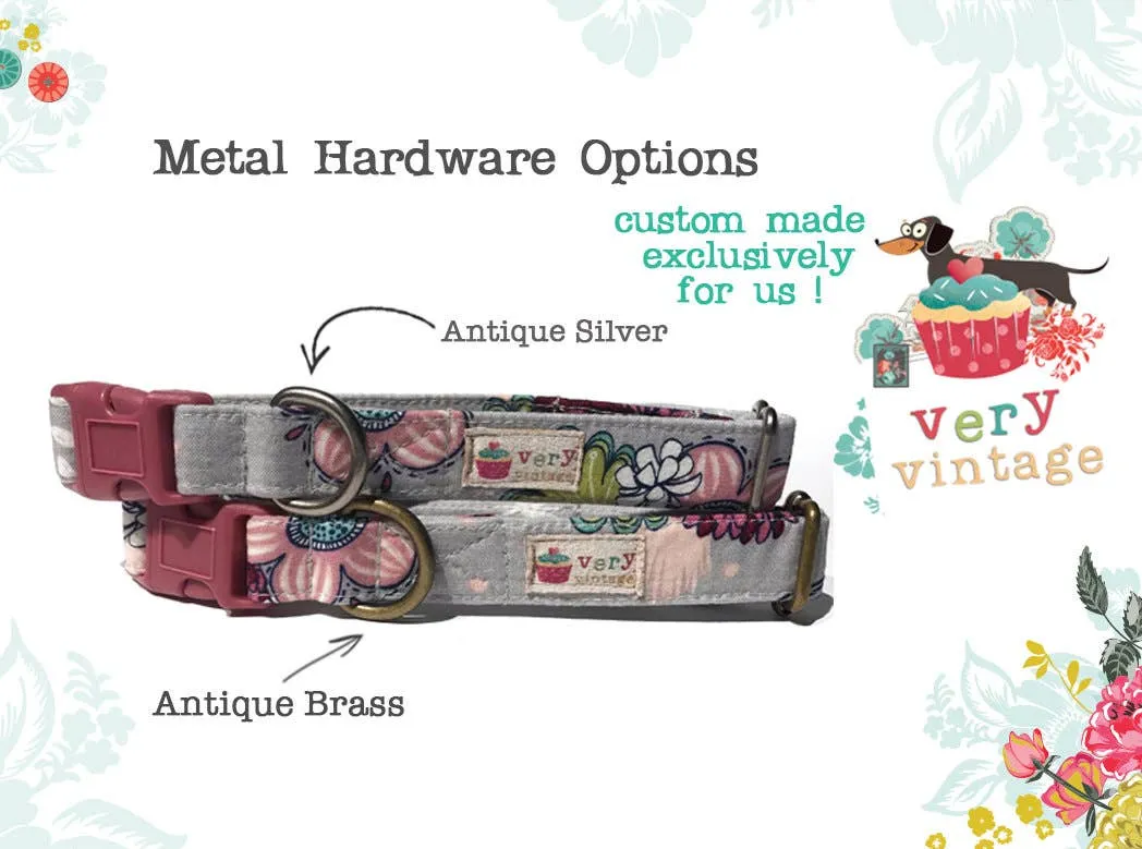 Very Vintage Designs - Pushing Daisies - Spring Flowers Floral Organic Cotton Pet (Dog & Cat) Collar