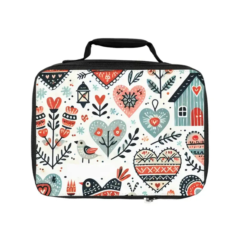 Vibrant Heart Pattern Lunch Bag for Daily Style