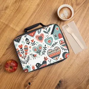 Vibrant Heart Pattern Lunch Bag for Daily Style