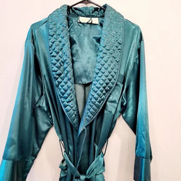 Victorias Secret Gold Label Robe With Belt Green Small Vintage 80s
