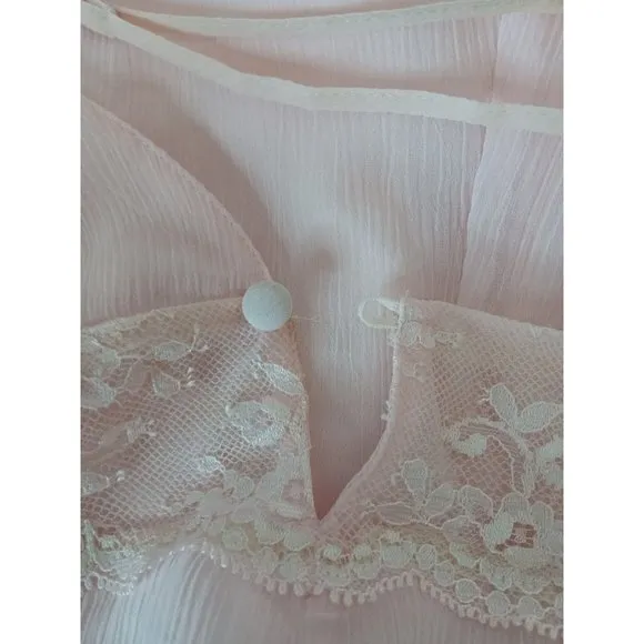 Victoria's Secret Pink Chiffon  Lace Babydoll Ballerina Slip Dress Lingerie Sz M