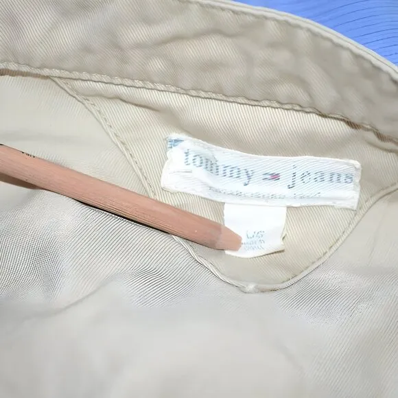Vintage 90's Y2K Tommy Hilfiger Beige Tan Military Cargo Utility Moto Jacket L
