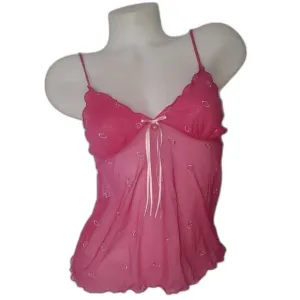 Vintage 90's Y2K Victorias Secret Pink Camisole Top with Hearts Size Medium