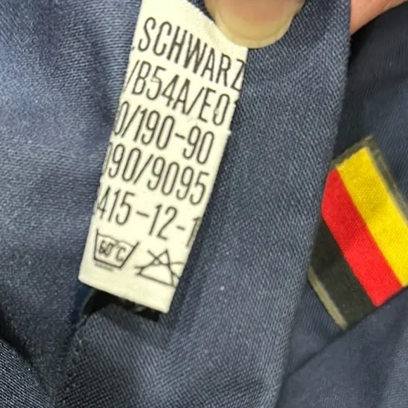 Vintage A. SCHWARZ SULZBACH Germany 1985 Full Zip Military Jacket 80s Blue