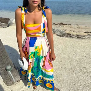 Vintage Bohemia Colorful Maxi Dress