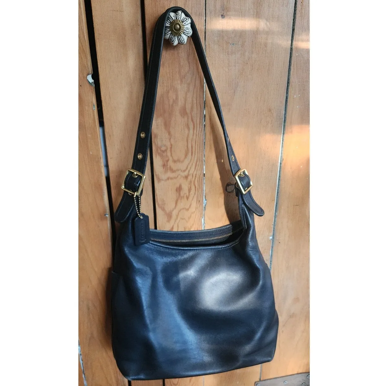 Vintage COACH Legacy Boho Shoulder Bag Black Leather  9058
