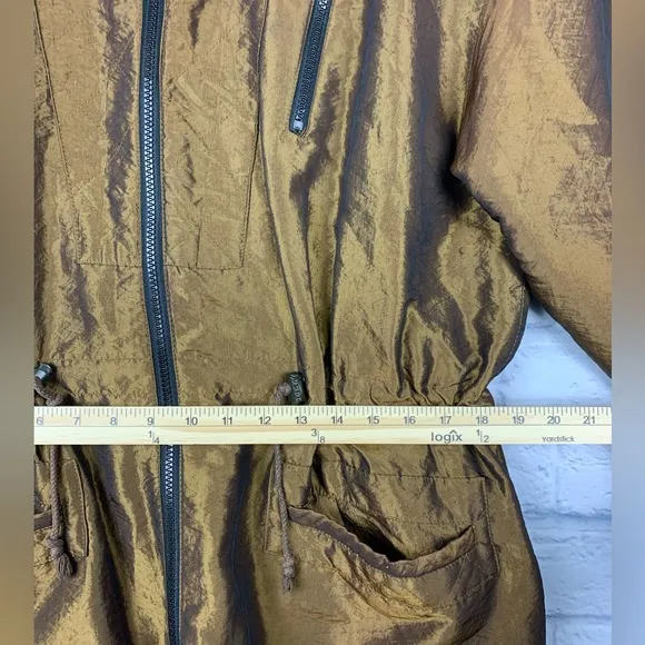 Vintage Greg Bell Gold Bronze Parachute Coat Tibet Lamb Fur Hood Medium 90’s
