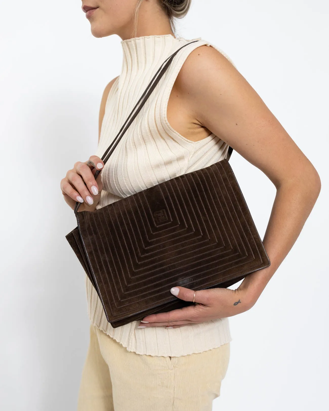 Vintage Suede Crossbody Bag