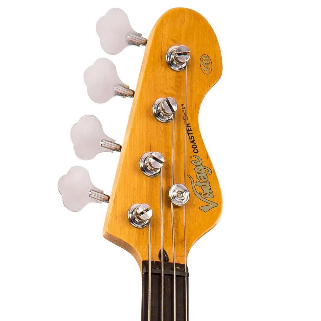 Vintage V40 Coaster Series Bass Guitar ~ 3 Tone Sunburst