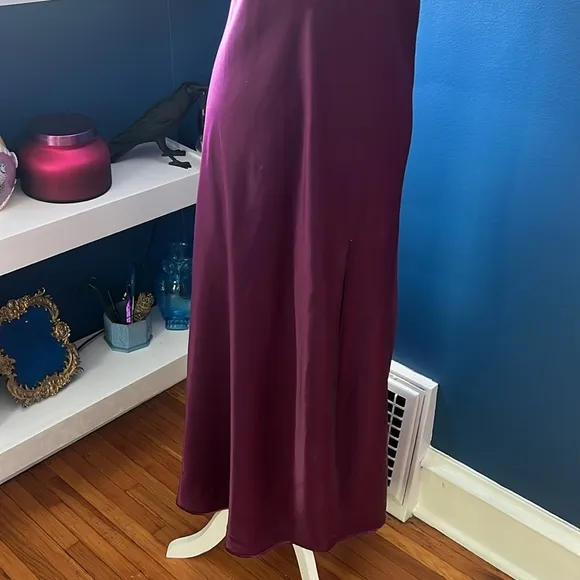 Vintage Victoria Secret Gold Label Plum Satin Slip SMALL