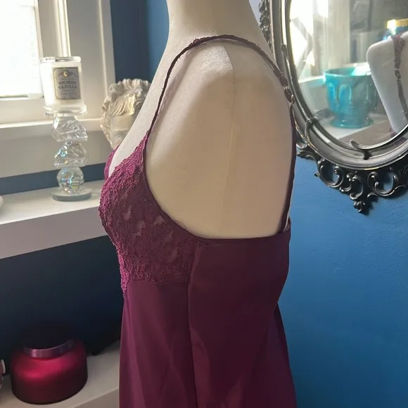 Vintage Victoria Secret Gold Label Plum Satin Slip SMALL