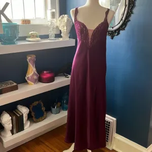 Vintage Victoria Secret Gold Label Plum Satin Slip SMALL