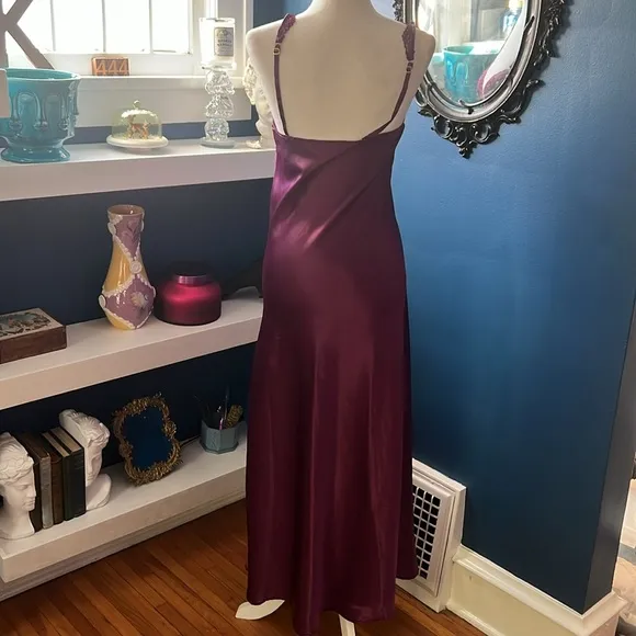 Vintage Victoria Secret Gold Label Plum Satin Slip SMALL