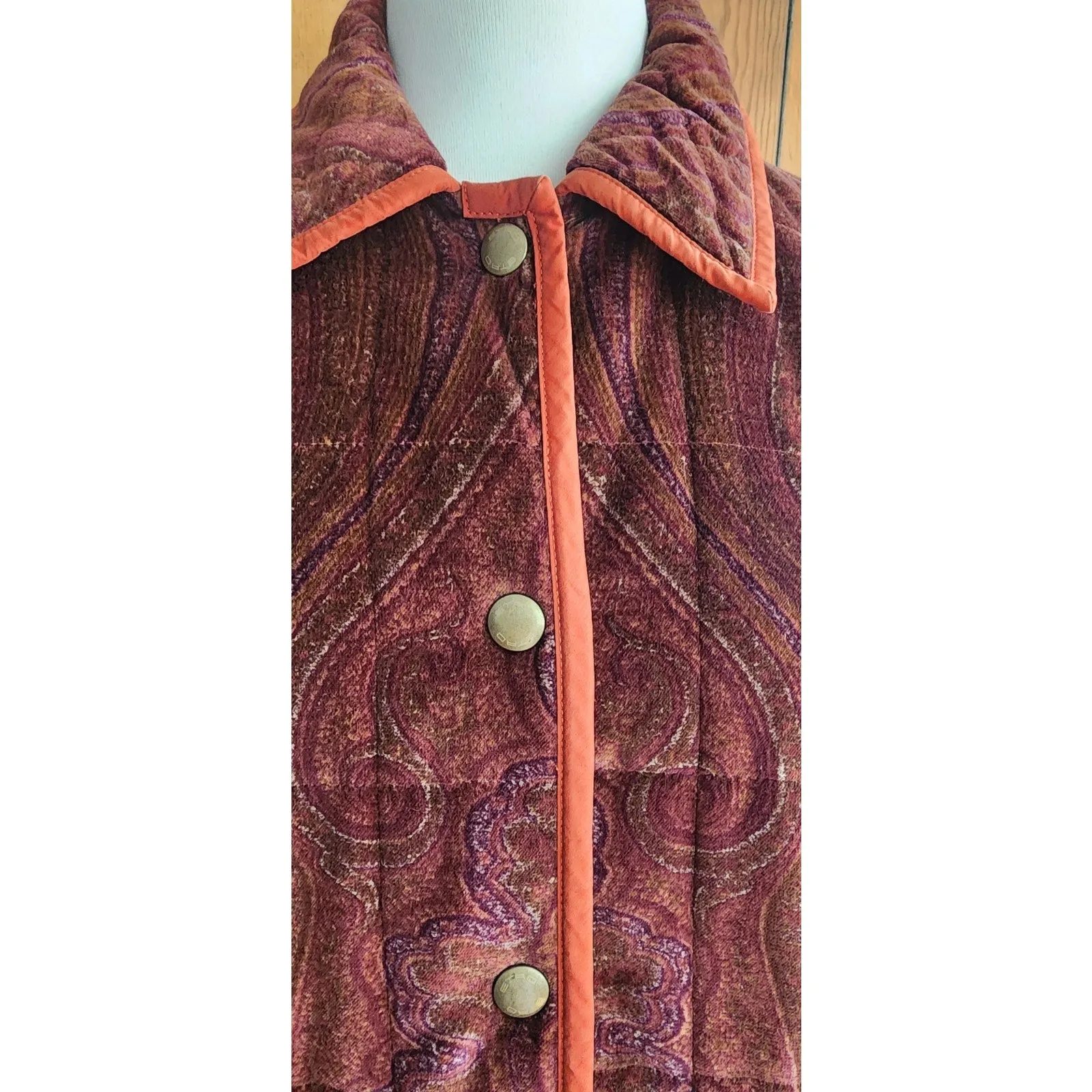 Vintage Y2K Etro Jacket Quilted Velvet Brown Paisley Print