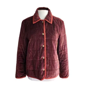 Vintage Y2K Etro Jacket Quilted Velvet Brown Paisley Print