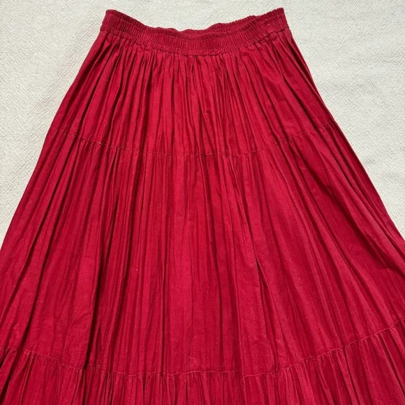 VTG Western Red Buffalo Print Cowgirl Broomstick Midi Skirt M