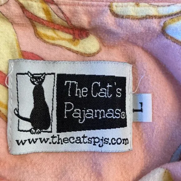 VTG The Cat’s Pajama Top Retro Shoe Lover Print rare heavy cottonn flannel