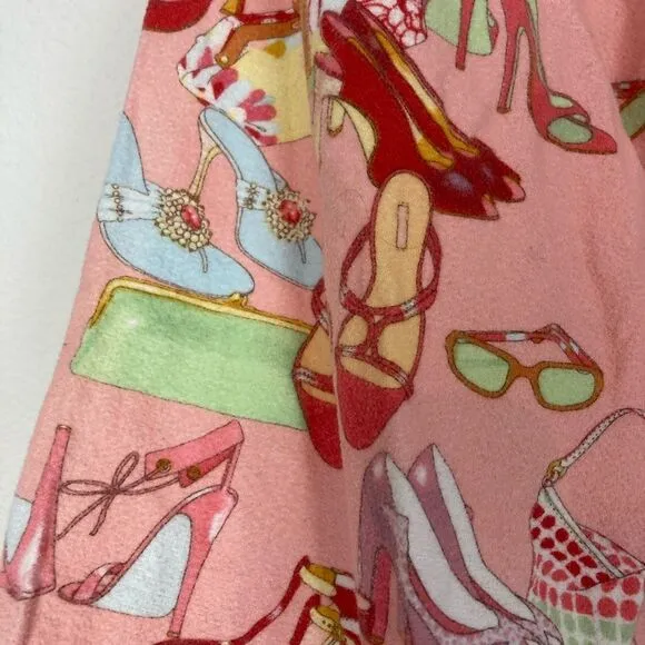 VTG The Cat’s Pajama Top Retro Shoe Lover Print rare heavy cottonn flannel
