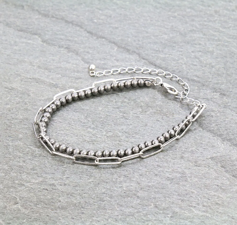 Walker Navajo Chain Double Strand Fashion Bracelet - Silver