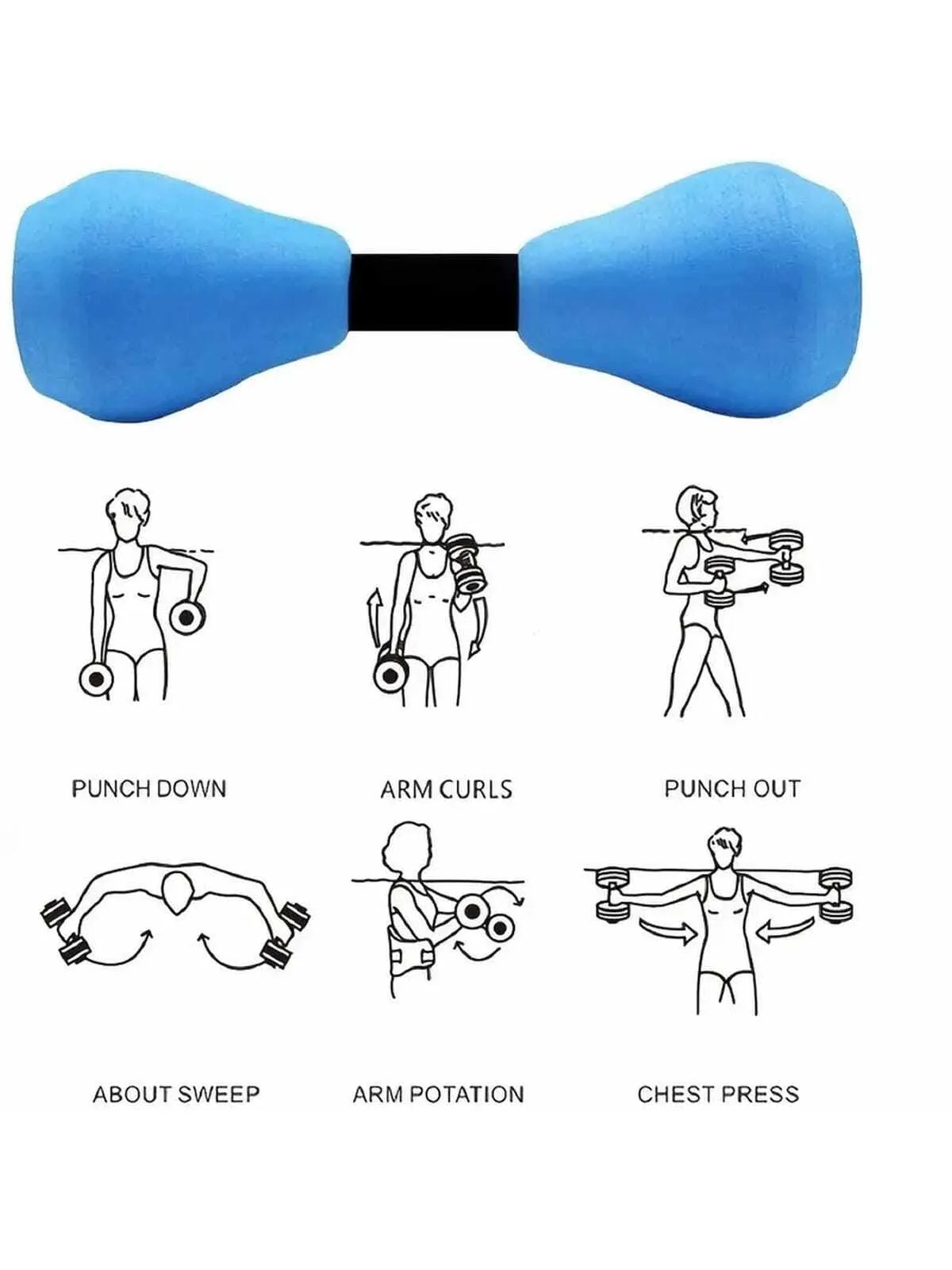 Water Weights for Pool Exercise Set, 1 Pair Pool Weights for Water Exercises, Aquatic Dumbbells, Aqua Fitness Barbells, Handbar Exercises, EVA Foam Dumbbell with High Density for Pool Sports For Pool Women Men Weight Loss