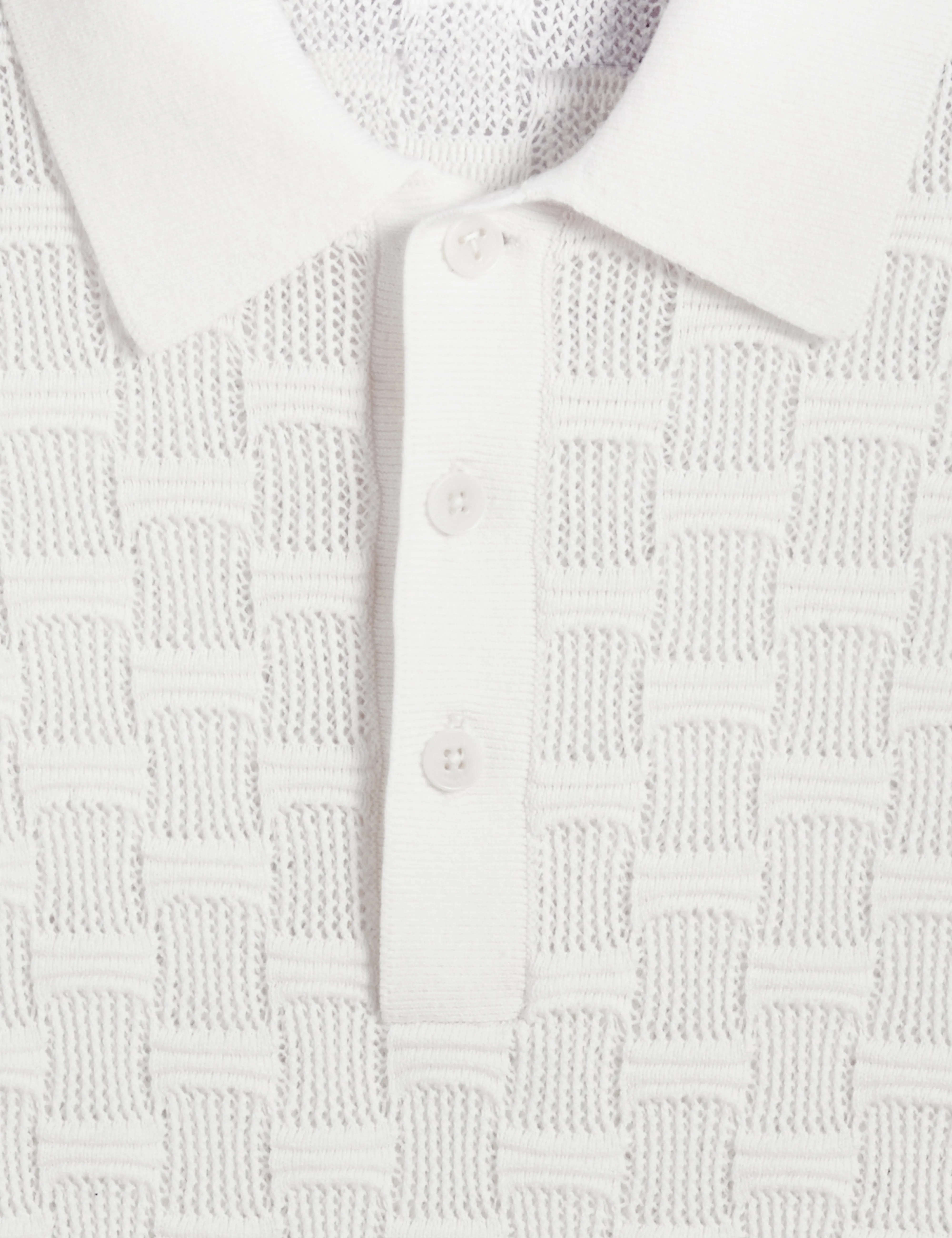 Waterby Short Sleeve Textured Silk Cotton Polo Shirt   White