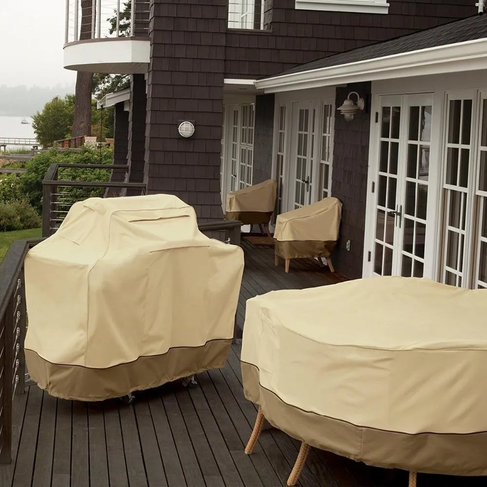 Waterproof Bbq Cover With Sundry Bag - Oxford Cloth 170X61X117Cm Beige