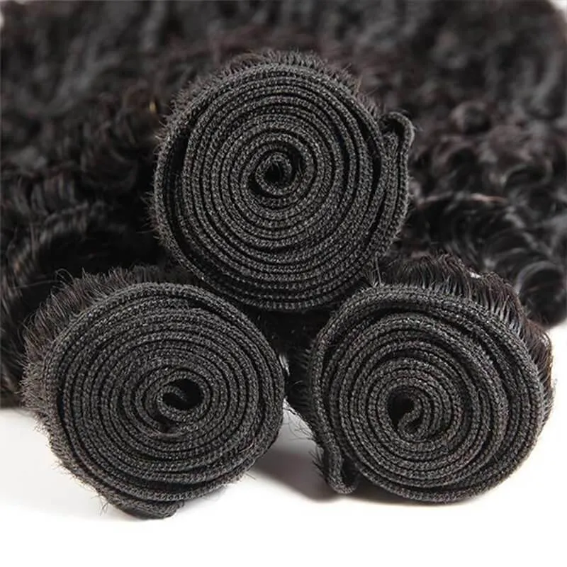 Wavymy Kinky Curly 3 Bundles With 5x5 Lace Closure Human Hair