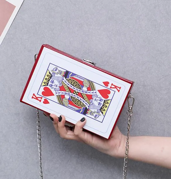 Women's chain shoulder crossbody bag fun poker card leisure fashion letters small square trendy handbags bolsa feminina