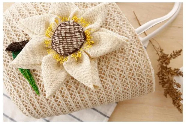 Women's Fashionable Woven Styled Exotic Biege HandBag
