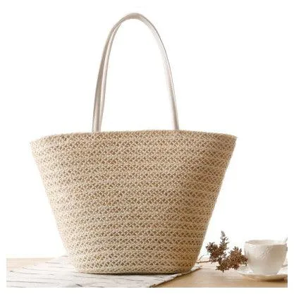Women's Fashionable Woven Styled Exotic Biege HandBag